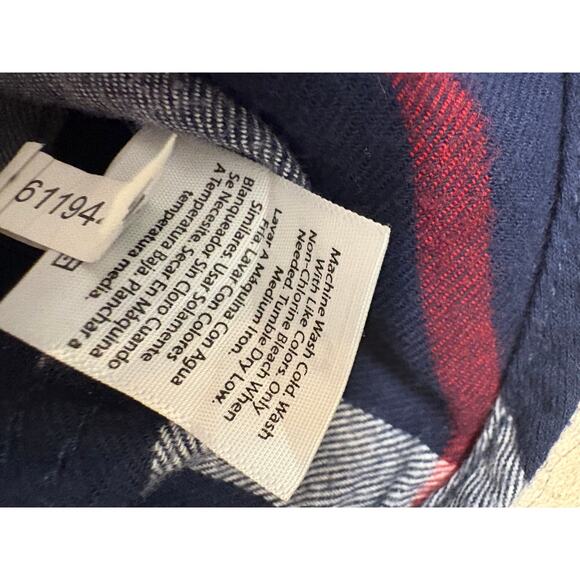 George Plaid Flannel Button Up Shirt M Navy Red White – Classic Y2K Streetwear - Picture 9 of 12